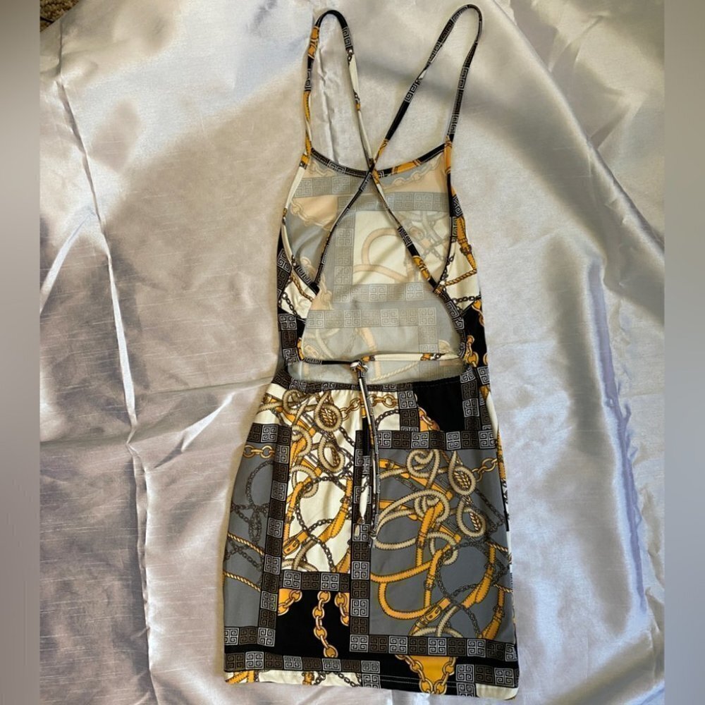 Revamped Chains and Belts  Backless Halter Mini Dress Ladies M - Picture 7 of 13